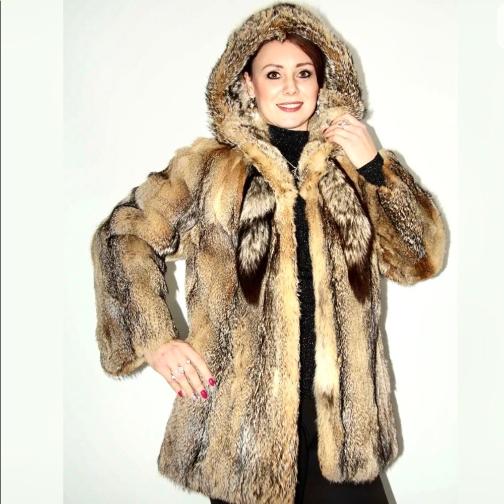 natural Gray Fox Fur jacket with Good Size 8(M)